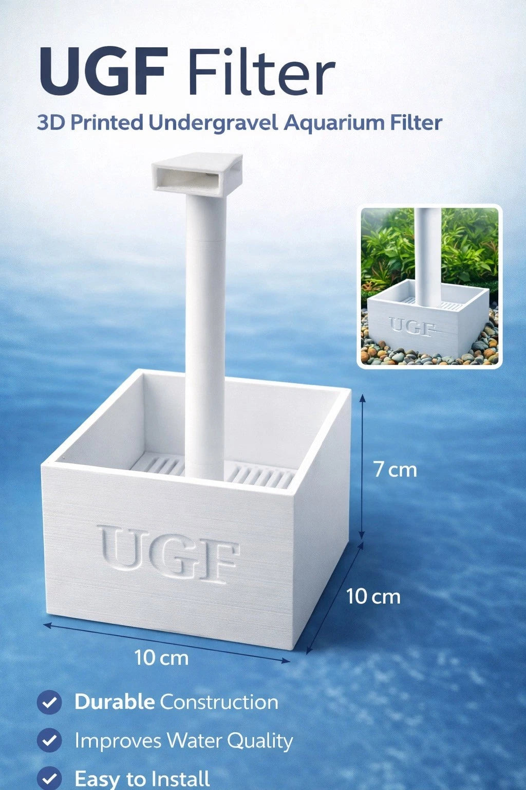3D Printed Undergravel Filter (UGF) for Aquarium & Shrimp Tank